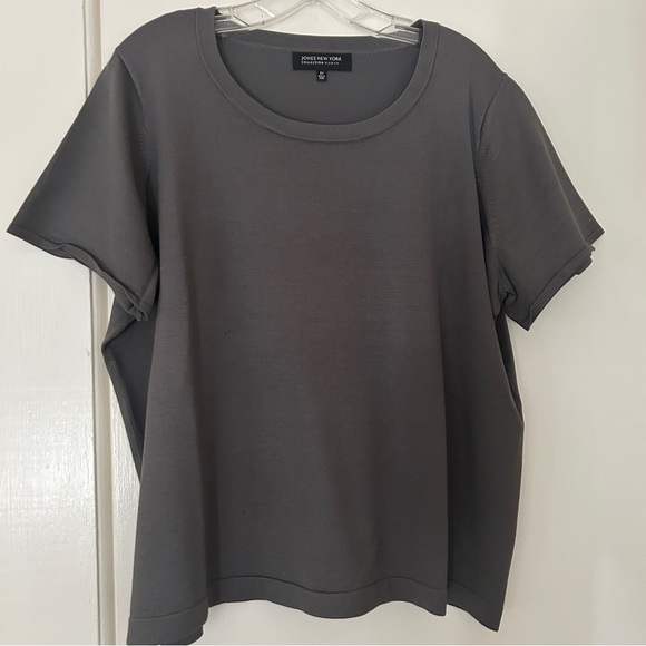 Jones New York Sweater Grey Silk Blend Pullover Short Sleeves Soft Plus size 2X - Picture 6 of 14